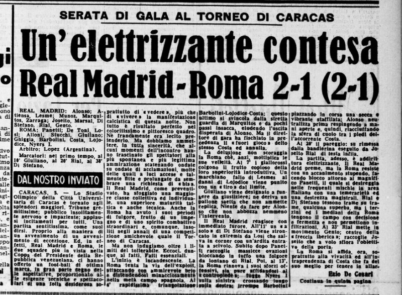 Corriere dello Sport 6-7-1956-Roma-Real Madrid