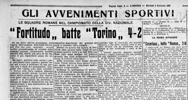 FORTITUDO-TORINO 4-2 2-2-1927-L’Impero 4-1-1927
