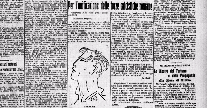 IMPERO 17-2-1927-UNIONE SQUADRE ROMANE-CONTI