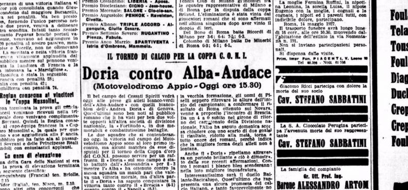 DORIA CONTRO ALBA-AUDACE 15-5-1927