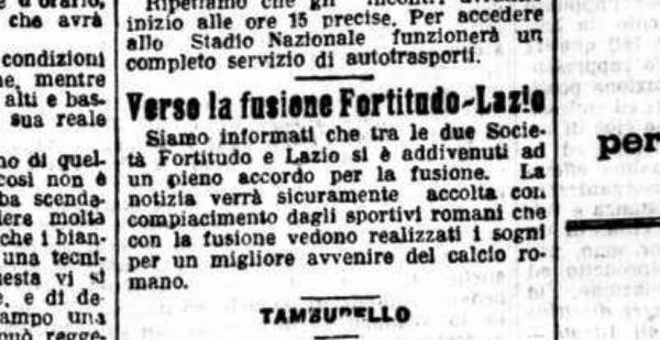 FUSIONE fortitudo-lazio-MESSAGGERO22-5-1927