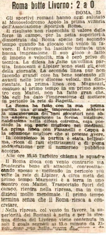 ROMA-LIVORNO 25-9-1927-ARTICOLO E FOTO CORRIERE DELLO SPORT – Copia