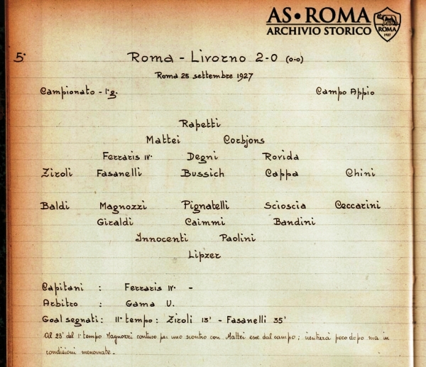 ROMA-LIVORNO 25-9-1927-foto Archivio Storico AS Roma