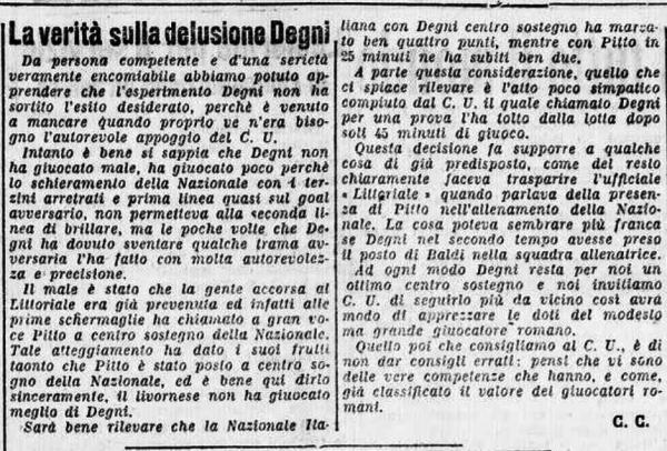 LA VERITA SULLA DELUSIONE DI DEGNI-IMPERO 25-12-1927