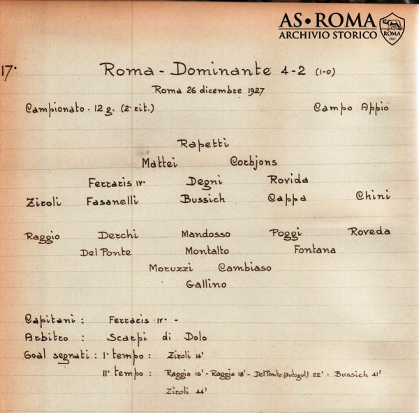 ROMA-DOMINANTE-Registro societario AS Roma- Foto Archivio Storico AS Roma