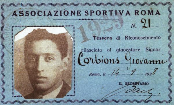 CORBJONS TESSERA ROMA 14-9-1928