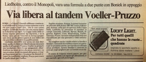 PRUZZO-VOELLER Via libera al tandem – Corriere dello Sport 22-8-1987